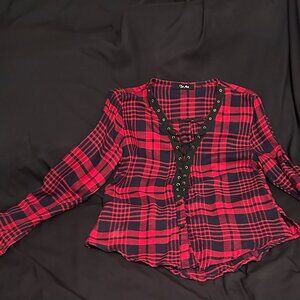 Ladies Long sleeve, cute flannel look shirt